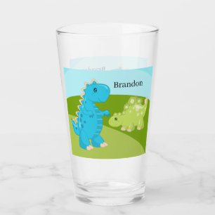 Copo De Pint crianças bonitas dinossauro adiciona nome Glass