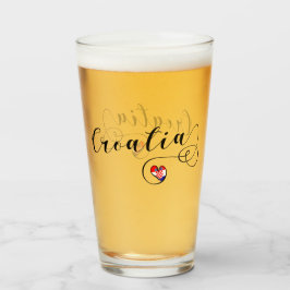 Copo De Pint Croata Flag Heart, Eu Amo a Croácia