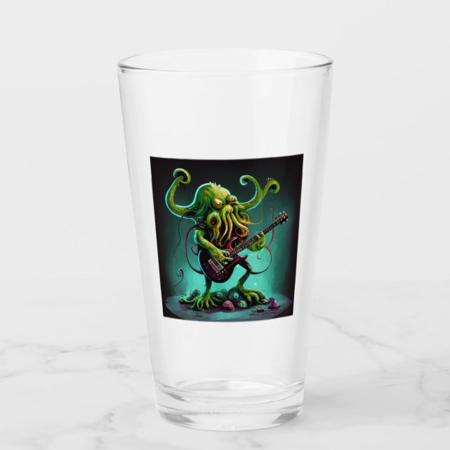 Copo De Pint Cthulhu Rock 'n Roll Glass Tumbler (Frente)