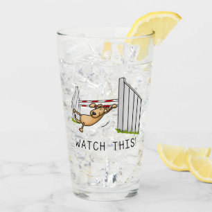 Copo De Pint Cuidado! Cachorro - Cachorro agilidade engraçado b