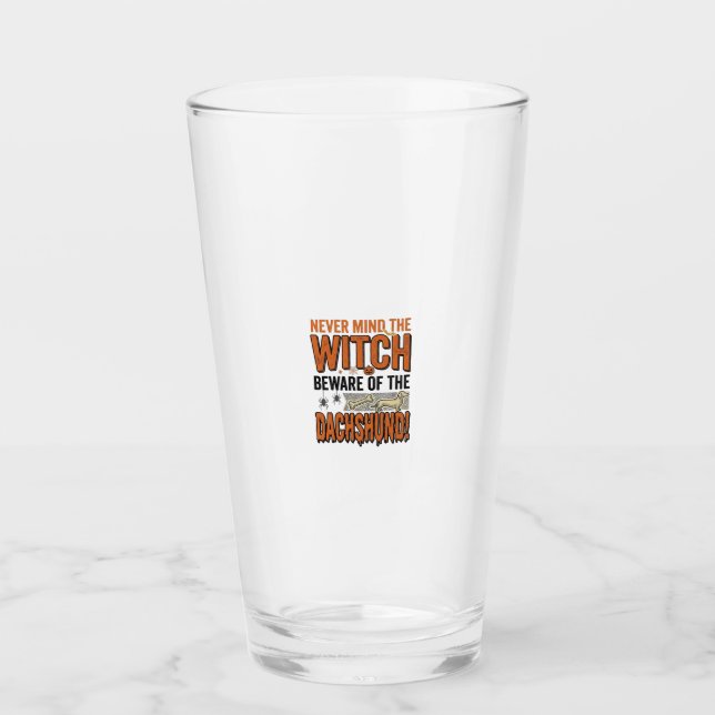 Copo De Pint Cuidado Com A Camisa De Bruxa De Halloween Do Dach (Frente)