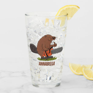 Copo De Pint Curioso castor com humor de desenho animado