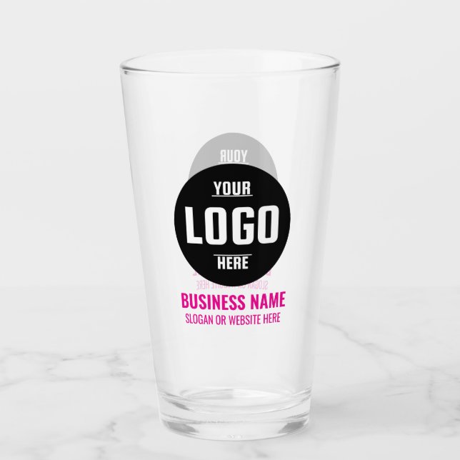 Copo De Pint Custom Logo & Text 16oz Pink Personalized Beer (Frente)