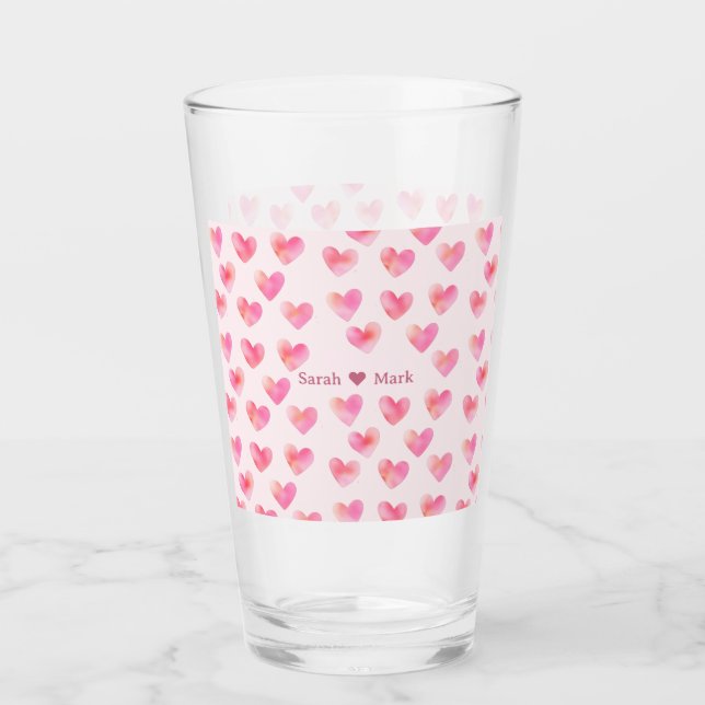 Copo De Pint Custom Names Romantic Pink Love Design -  (Frente)