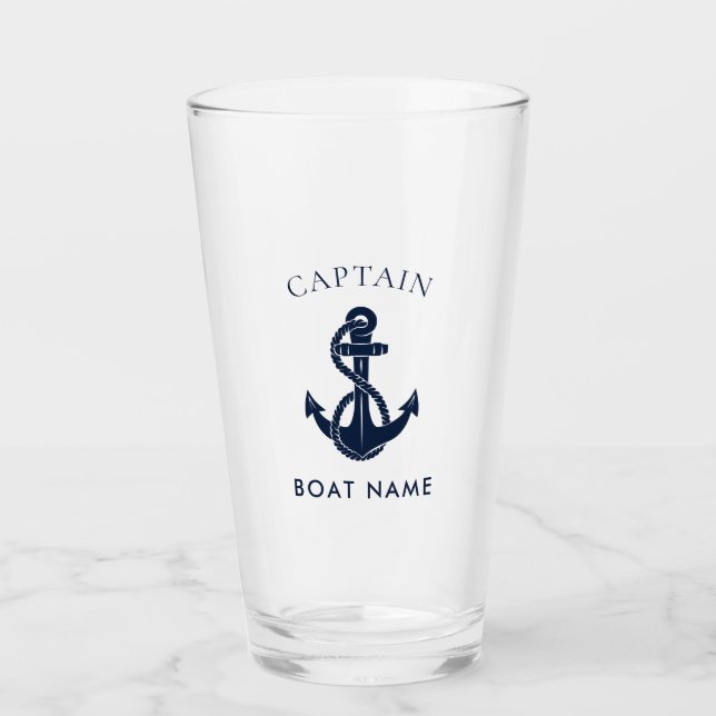 Copo De Pint Custom Nautical Captain Name Boat Anchor (Frente)