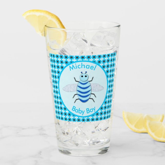 Copo De Pint Cute Blue Baby Boy Personalizado (Gelo frontal)