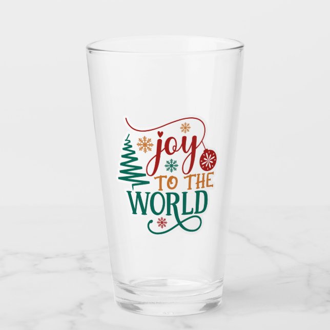 Copo De Pint Cute 'Joy to the World' Christmas (Frente)