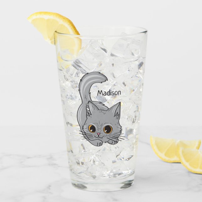 Copo De Pint Cute Kitten nome personalizado pint glass (Gelo frontal)