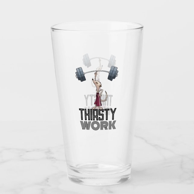 Copo De Pint  Cute Meerkat Thirsty Work Weightlifting Cartoon (Frente)