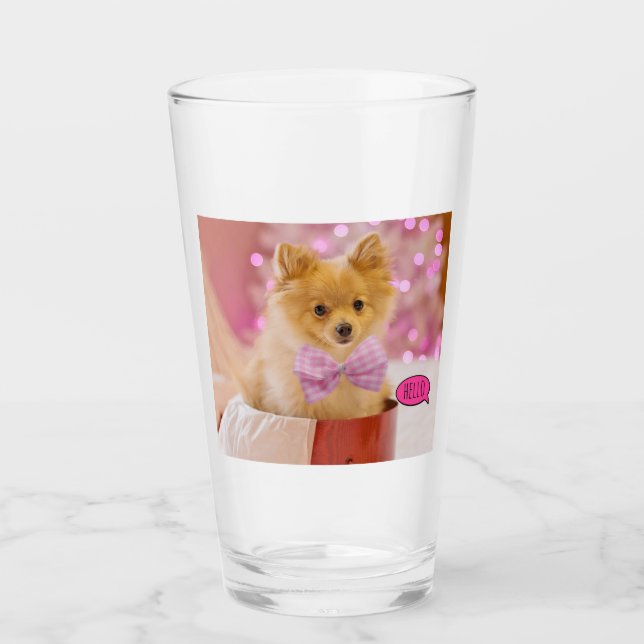 Copo De Pint Cute Pomeranian Puppy Glass (Frente)