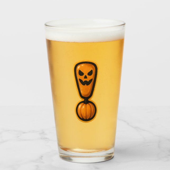 Copo De Pint Cute Pumpkin Halloween Exclamation Mark Glass (Frente (Preenchido))