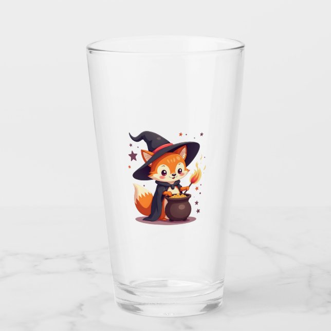 Copo De Pint Cute Witch Fox � Magical Halloween Animal Tee (Frente)