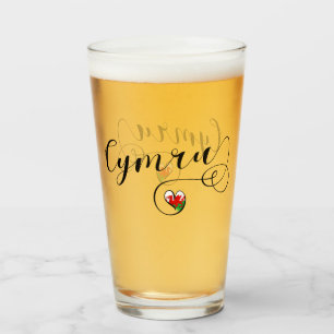 Copo De Pint Cymru Wales Flag em Heart