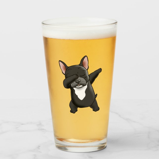 Copo De Pint Dabbing Cute French Buldogue (Frente (Preenchido))