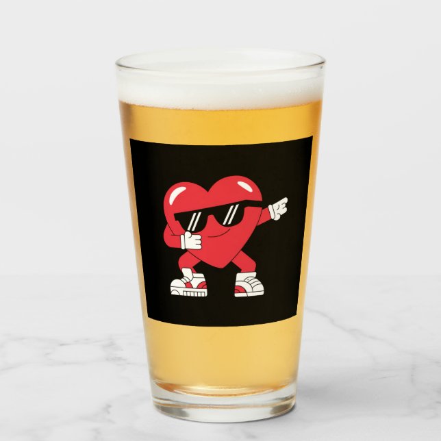 Copo De Pint Dabbing Heart Engraçado Gift Dia de os namorados (Frente (Preenchido))