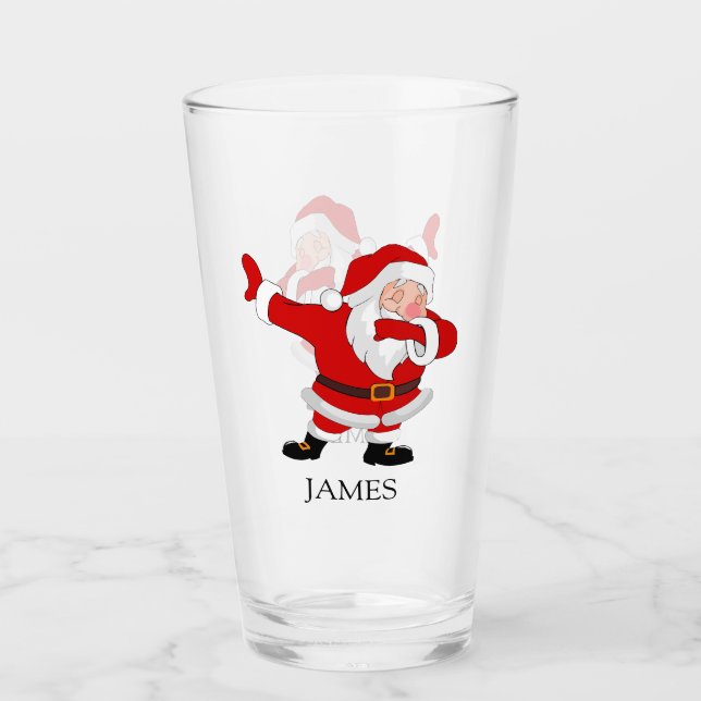 Copo De Pint Dabbing Papai Noel Natal Holiday Name (Frente)