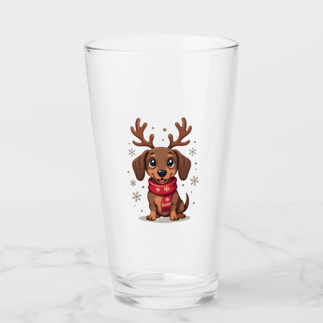 Copo De Pint Dachshund Alegria de Inverno (Frente)