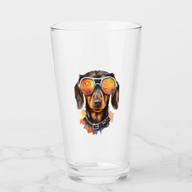 Copo De Pint Dachshund de óculos de sol (Frente)