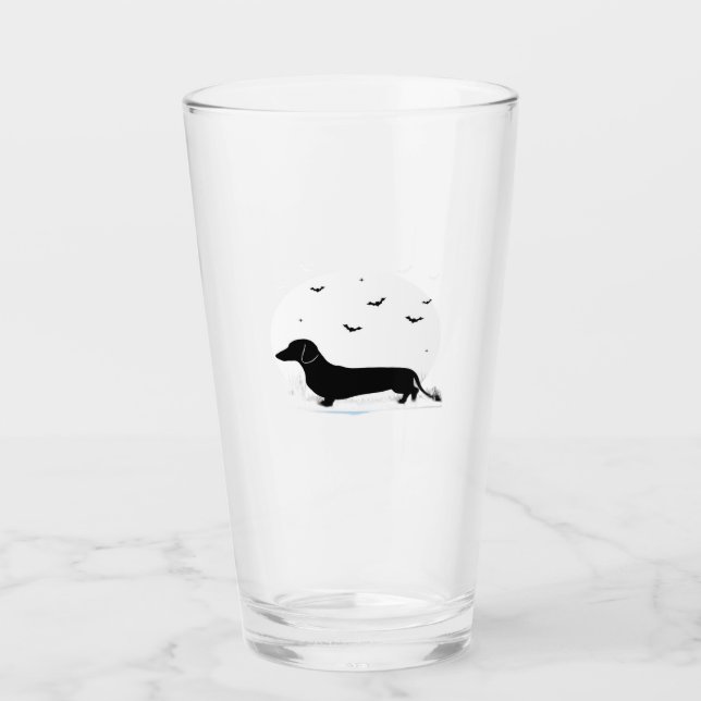 Copo De Pint Dachshund Dog � Halloween Moon Silhouette Classic  (Frente)