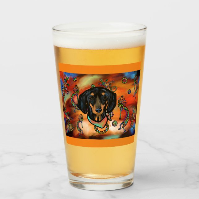 COPO DE PINT DACHSHUND SUUTHWESTERN ART (Frente (Preenchido))