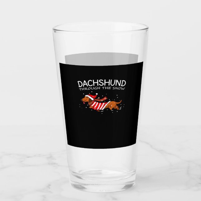 Copo De Pint Dachshund Through The Snow Funny Dog Christmas Cla (Frente)