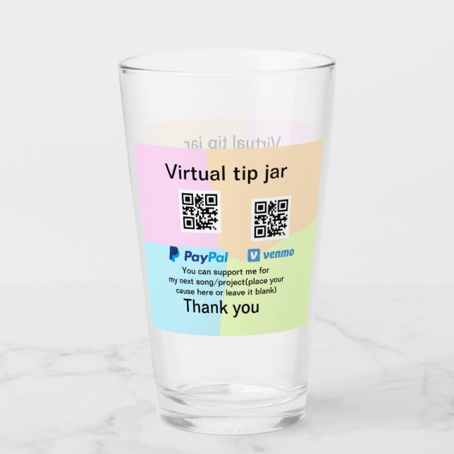 Copo De Pint Dádiva virtual jar q r código doação de moeda PayP (Frente)