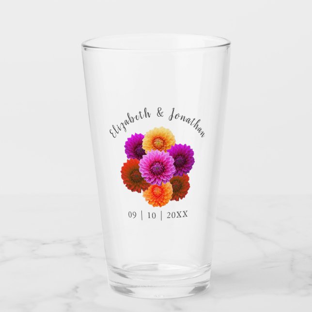 Copo De Pint Dahlia Autumn Floral Wedding (Frente)