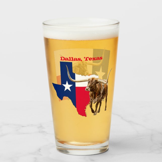 Copo De Pint Dallas, Texas, Beer Glass (Frente (Preenchido))
