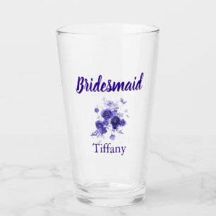 Copo De Pint Dama de honra floral azul