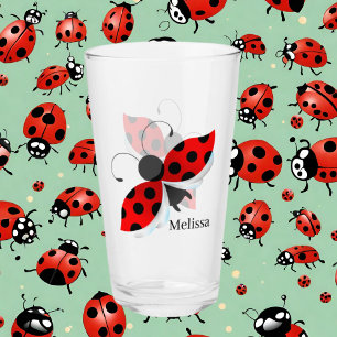 Copo De Pint dama de joaninha doida bonita adiciona nome Glass