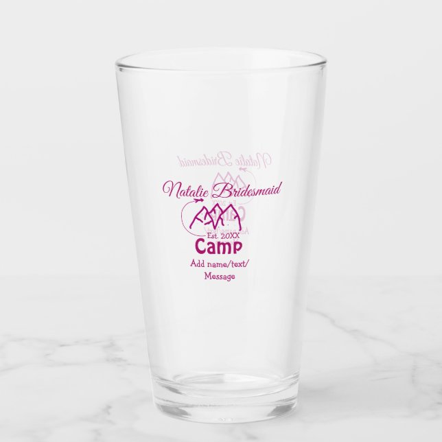 Copo De Pint Damas de honra do acampamento rosa adicionar nome  (Frente)