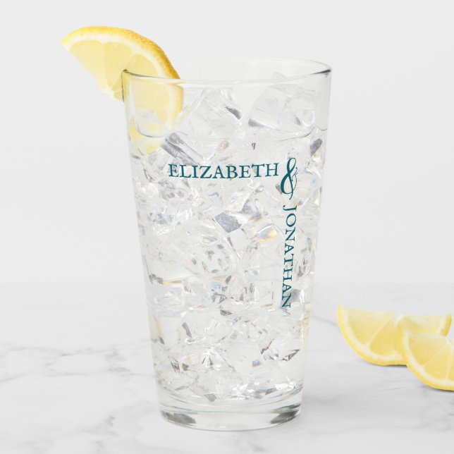 Copo De Pint Dark Teal Modern Typography Wedding (Gelo frontal)