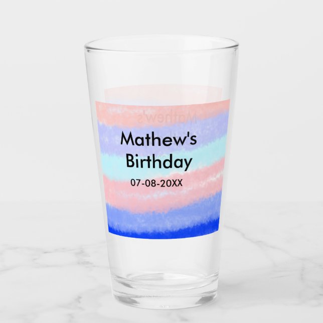 Copo De Pint Data de adição de nome de aniversário de garoto am (Frente)