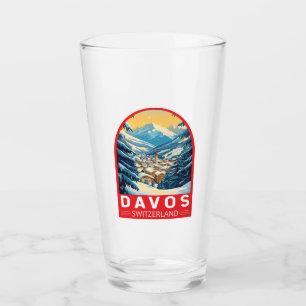Copo De Pint Davos Suiça Viagem de Art Emblem