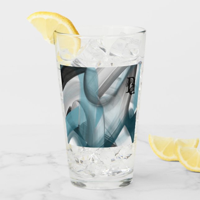 Copo De Pint Declive Abstrato da Taça de Vidro Decência Azul (Gelo frontal)