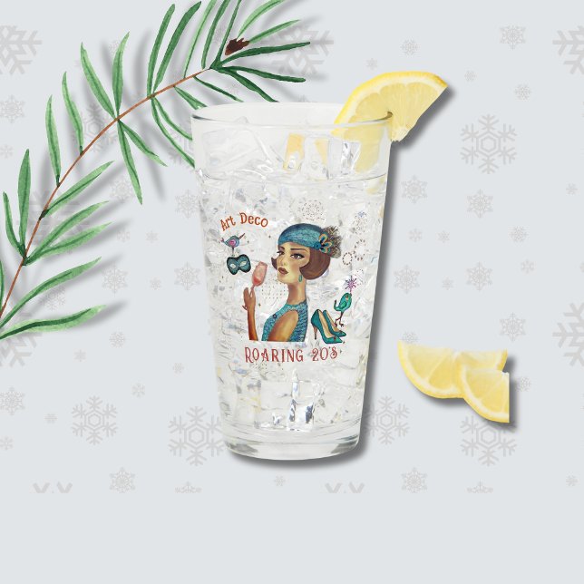 Copo De Pint Deco de Arte de Revivalização dos Vinte Anos (Roaring Twenties Revival Art Deco Glass)