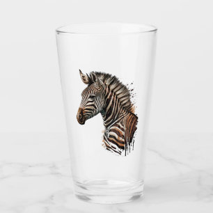 Copo De Pint Decoração de cabeça de zebra aquosa