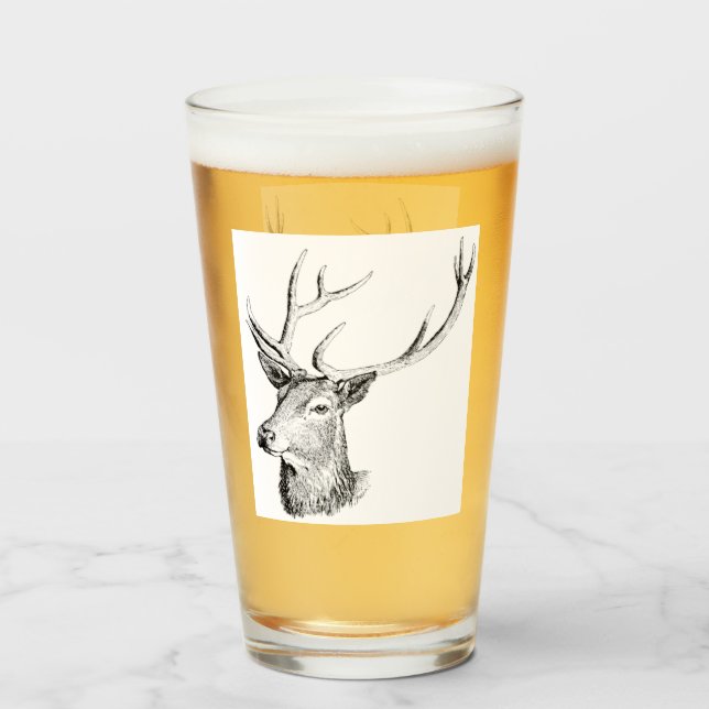 Copo De Pint Deer Buck Antlers Animais Caçando Por Homens Russo (Traseira (Preenchido))