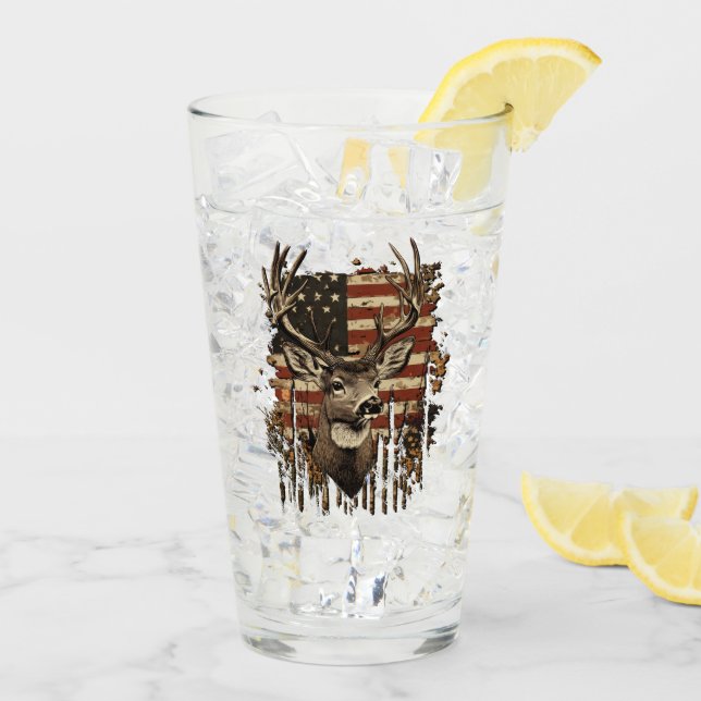 Copo De Pint Deer, Buck Season USA Flag (Gelo traseiro)