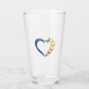 Copo De Pint Desenho de Gravura Vintage Coração Borboleta Arco-