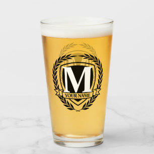 Copo De Pint Desenho de Monograma Laurel em Vidro