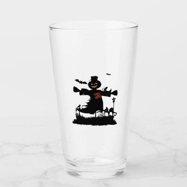 Copo De Pint Desenho engraçado de halloween com espantalho (Frente)
