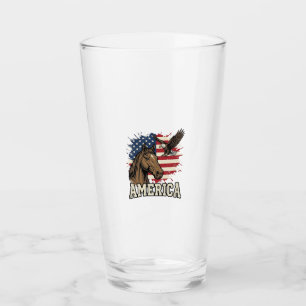Copo De Pint Desenho Vetorial Patriótico Águia Cavalo Vintage A