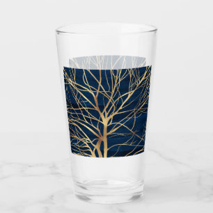 Copo De Pint Design azul mínimo de silhueta de árvore Dourada