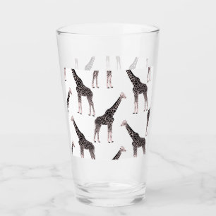 Copo De Pint Design de animais de girafa rosa e preto