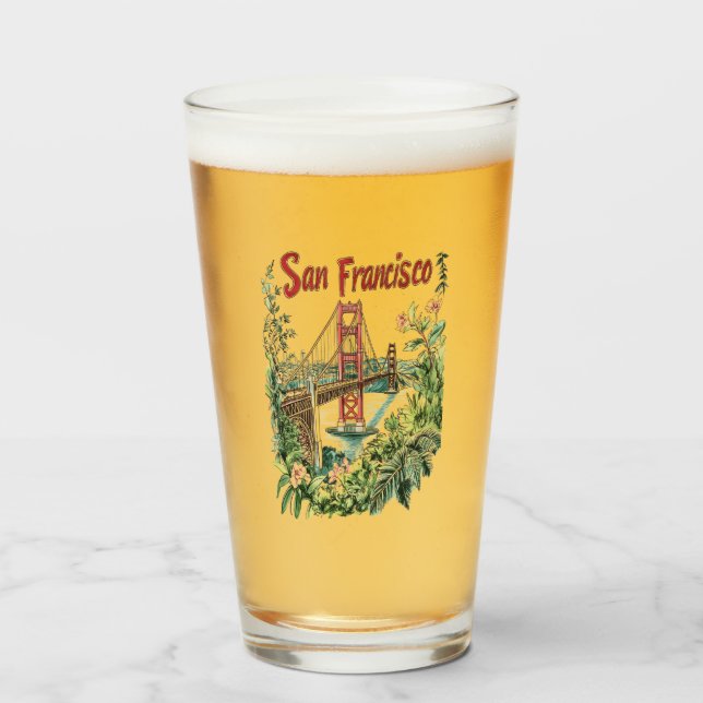 Copo De Pint Design de Aquarela da ponte de Ouro San Francisco (Frente (Preenchido))