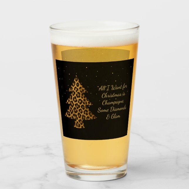 Copo De Pint Design de árvore de leopardo de férias chic (Frente (Preenchido))
