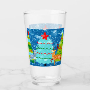 Copo De Pint Design de Árvores, Veado, Neve
