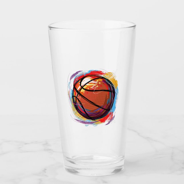 Copo De Pint Design de basquete pintado digitalmente (Frente)