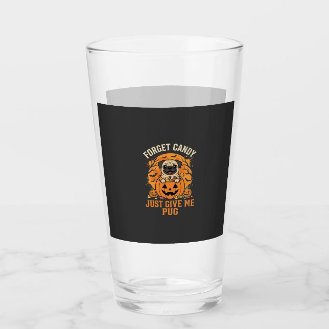 Copo De Pint Design de Doces de Halloween Engraçado Pug_1 (Frente)